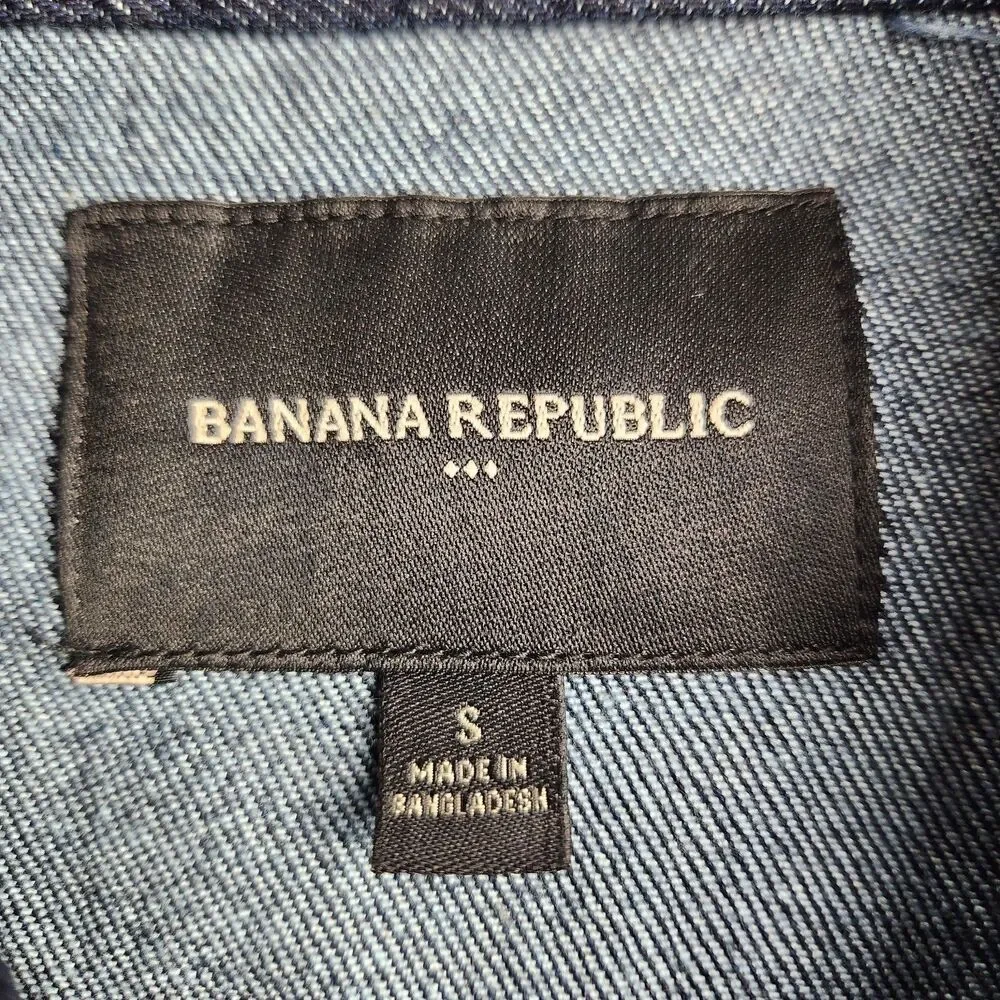 Banana Republic Denim Trucker Jacket Mens S Heritage Cotton Indigo Dark Wash